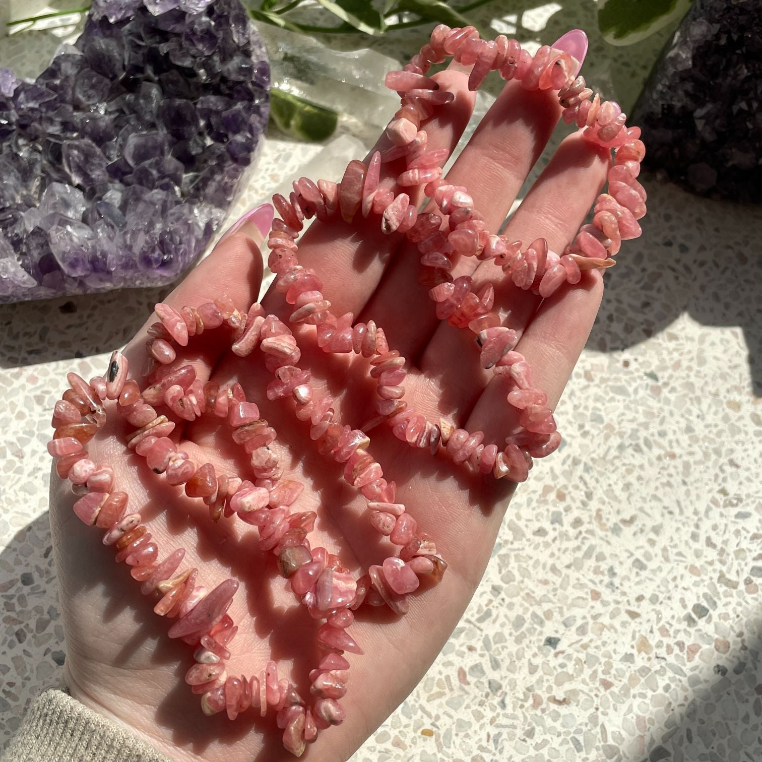 Rhodochrosite Chip Bracelet Q1/A Rhodochrosite Chip Bracelet Q1/A